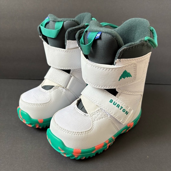 Burton Kids Toddler Mini‎ Grom Snowboard Boots White Pint-size Progression 11C - Picture 1 of 7